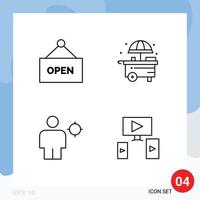 Pictogram Set of 4 Simple Filledline Flat Colors of open location city avatar computer Editable Vector Design Elements