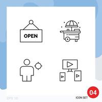 Pictogram Set of 4 Simple Filledline Flat Colors of open location city avatar computer Editable Vector Design Elements