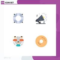 Pack of 4 Modern Flat Icons Signs and Symbols for Web Print Media such as beach communication mike speaker people Editable Vector Design Elements