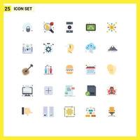 Pack of 25 creative Flat Colors of network dollar music study ethanol Editable Vector Design Elements