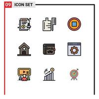 Set of 9 Modern UI Icons Symbols Signs for fathers day dad interface wallet school Editable Vector Design Elements