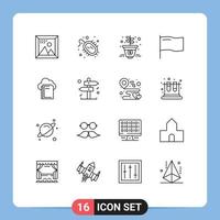 Pack of 16 creative Outlines of file mark research flag money Editable Vector Design Elements
