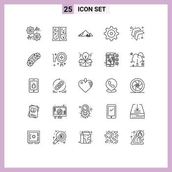 paquete de línea de 25 símbolos universales de configuración de elementos de diseño vectorial editables de naturaleza multimedia de prueba de laboratorio vector