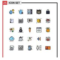 Set of 25 Modern UI Icons Symbols Signs for security education positive presentation analytics Editable Vector Design Elements