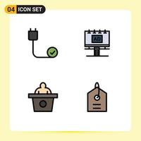 Set of 4 Modern UI Icons Symbols Signs for computers advertisment devices board presentation Editable Vector Design Elements