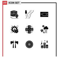 Modern Set of 9 Solid Glyphs Pictograph of time manager devices executive technology Editable Vector Design Elements