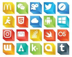 20 Social Media Icon Pack Including stockoverflow email aim gmail windows vector