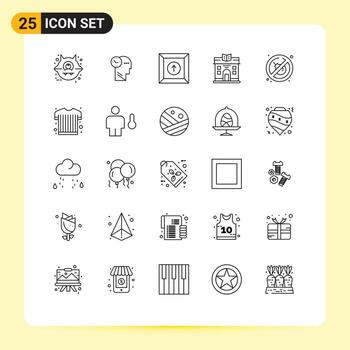 25 Universal Lines Set for Web and Mobile Applications sports shirt place product no building Editable Vector Design Elements