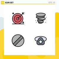 Editable Vector Line Pack of 4 Simple Filledline Flat Colors of engine screwdriver search weather call Editable Vector Design Elements