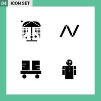 Pack of 4 Modern Solid Glyphs Signs and Symbols for Web Print Media such as shower forklift truck nav coin caterpillar vehicles arms Editable Vector Design Elements