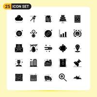 Solid Glyph Pack of 25 Universal Symbols of clean machine business cooking food Editable Vector Design Elements