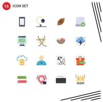 Editable Vector Line Pack of 16 Simple Flat Colors of devices add school rugby football Editable Pack of Creative Vector Design Elements