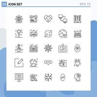 Set of 25 Commercial Lines pack for transfer mobile heart file romantic Editable Vector Design Elements