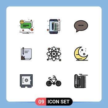 9 Universal Filledline Flat Color Signs Symbols of paper file tax document bubble Editable Vector Design Elements