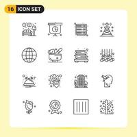 16 Creative Icons Modern Signs and Symbols of web earth rack tower signal Editable Vector Design Elements