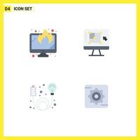 Modern Set of 4 Flat Icons and symbols such as display adapter data designing tool element Editable Vector Design Elements