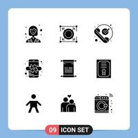 Modern Set of 9 Solid Glyphs and symbols such as scroll online call marketing received Editable Vector Design Elements