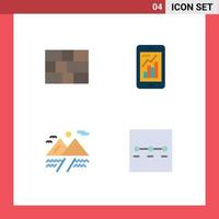 Universal Icon Symbols Group of 4 Modern Flat Icons of firewall cloud graph mobile layout Editable Vector Design Elements