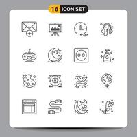 Modern Set of 16 Outlines Pictograph of game pad game time controller hardware Editable Vector Design Elements