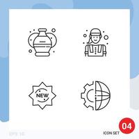 Stock Vector Icon Pack of 4 Line Signs and Symbols for pottery product paint labour badge Editable Vector Design Elements