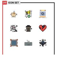 Universal Icon Symbols Group of 9 Modern Filledline Flat Colors of search engine share speaker network prototype Editable Vector Design Elements