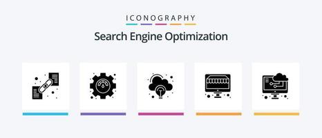 Seo Glyph 5 Icon Pack Including . cloud computing. cloud. cloud. seo. Creative Icons Design vector