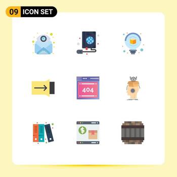 Pack of 9 creative Flat Colors of code file globe touch gesture Editable Vector Design Elements