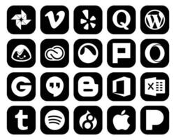 20 Social Media Icon Pack Including blogger groupon basecamp opera grooveshark vector