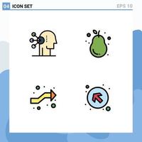 User Interface Pack of 4 Basic Filledline Flat Colors of abilities arrows human guava intersection Editable Vector Design Elements