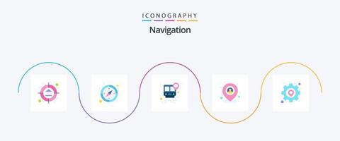 Navigation Flat 5 Icon Pack Including location. pin. track. map. user vector