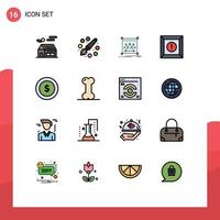 Mobile Interface Flat Color Filled Line Set of 16 Pictograms of money award edit warning box Editable Creative Vector Design Elements