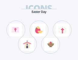 paquete de iconos planos de pascua 5 diseño de iconos. celebracion. naturaleza. huevo. huevo. vacaciones vector