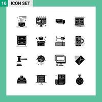 Pack of 16 Modern Solid Glyphs Signs and Symbols for Web Print Media such as notification essentials chat speech conversation Editable Vector Design Elements