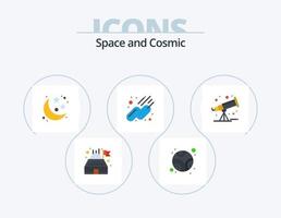 paquete de iconos de espacio plano 5 diseño de iconos. . telescopio. espacio. espacio. sputnik vector