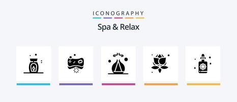 paquete de iconos de glifo 5 de spa y relajación que incluye. planta . spa. hojas . spa. diseño de iconos creativos vector