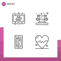 símbolos de iconos universales grupo de 4 colores planos modernos de línea rellena de conexión entrenamiento móvil sin efectivo elementos de diseño de vectores editables digitales