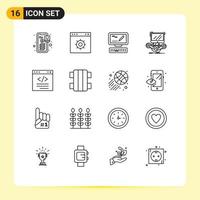 16 Creative Icons Modern Signs and Symbols of code online computer multiplayer gaming Editable Vector Design Elements