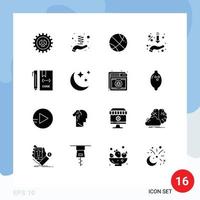 Solid Glyph Pack of 16 Universal Symbols of coding offer sport hand percent Editable Vector Design Elements