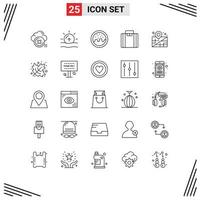 25 Thematic Vector Lines and Editable Symbols of management location weather suitcase briefcase Editable Vector Design Elements