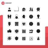 Set of 25 Vector Solid Glyphs on Grid for investment target dish homeopathy herbal pharmacy Editable Vector Design Elements