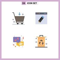 conjunto de 4 iconos de ui modernos símbolos signos para comprar chat e editar amor elementos de diseño vectorial editables vector