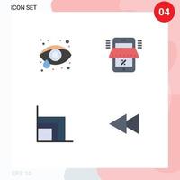 4 User Interface Flat Icon Pack of modern Signs and Symbols of eye care chart mobile marketplace finance Editable Vector Design Elements