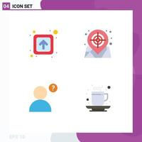 Group of 4 Flat Icons Signs and Symbols for arrow profile signs target beverage Editable Vector Design Elements