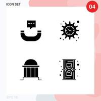 Pack of 4 creative Solid Glyphs of message column management architecture clock Editable Vector Design Elements
