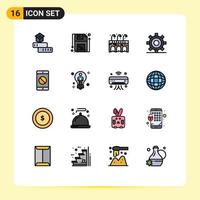 Modern Set of 16 Flat Color Filled Lines and symbols such as disabled application gear shape development coding Editable Creative Vector Design Elements