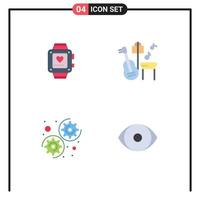 4 Thematic Vector Flat Icons and Editable Symbols of handwatch settings wedding song face Editable Vector Design Elements