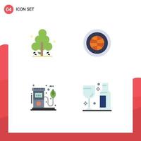 conjunto de 4 paquetes de iconos planos comerciales para la naturaleza eco árbol internet aceite elementos de diseño vectorial editables vector