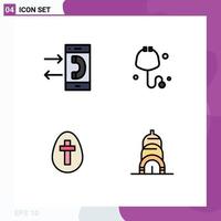 Filledline Flat Color Pack of 4 Universal Symbols of call easter conversation medical sign Editable Vector Design Elements