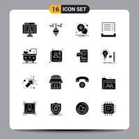 16 Universal Solid Glyphs Set for Web and Mobile Applications bathroom receipt tool payment bill Editable Vector Design Elements