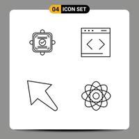 4 User Interface Line Pack of modern Signs and Symbols of ok left agreement system atom Editable Vector Design Elements